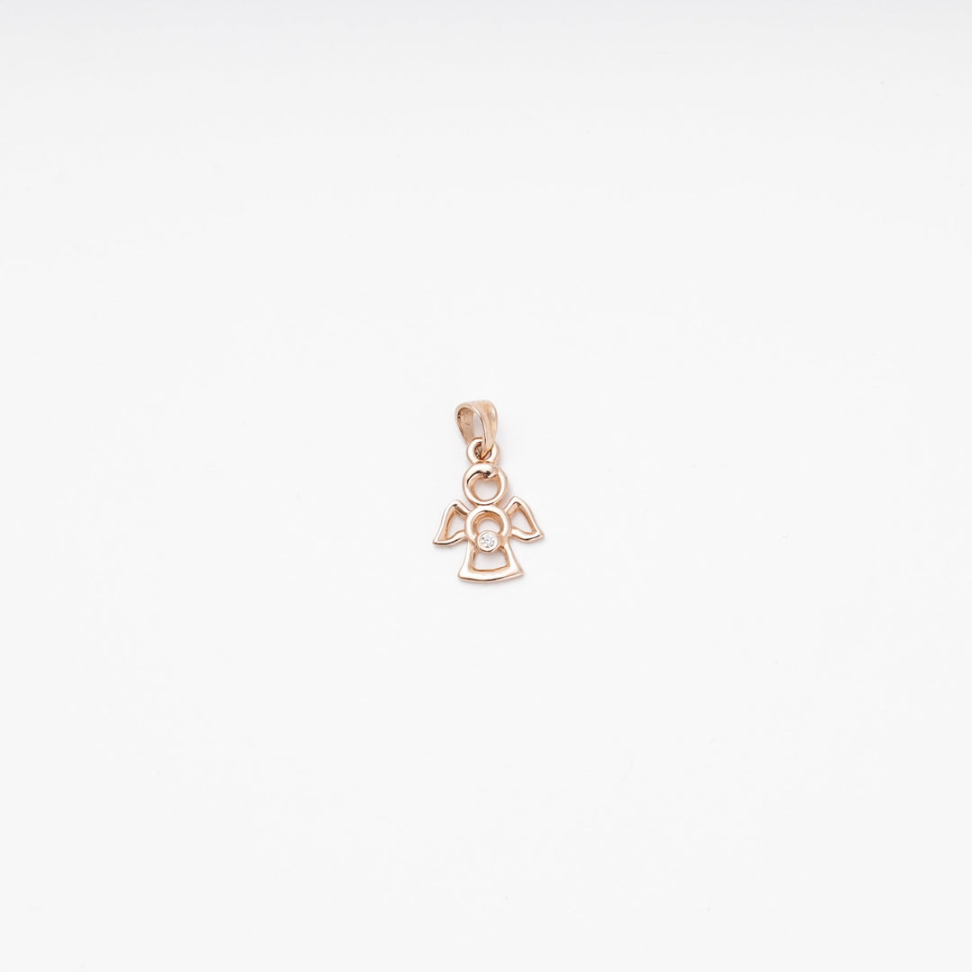 Rose Gold Angel Pendant with CZ, 14K (585) | Ukrainian Jewelry