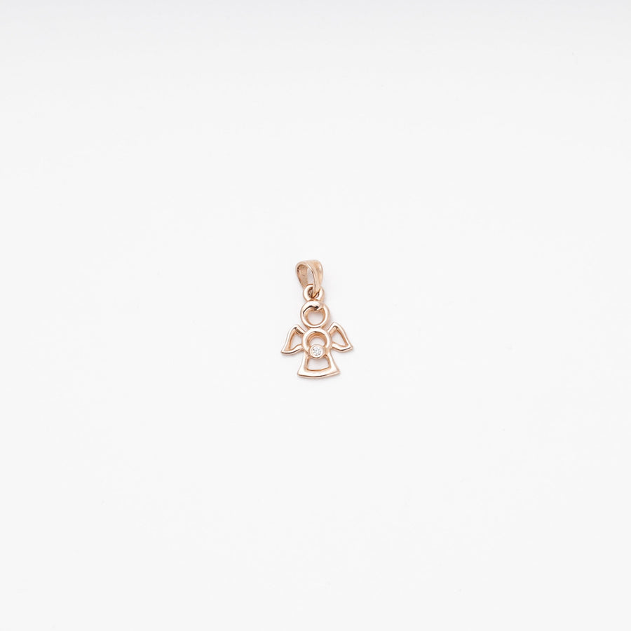 Rose Gold Angel Pendant with CZ, 14K (585) | Ukrainian Jewelry