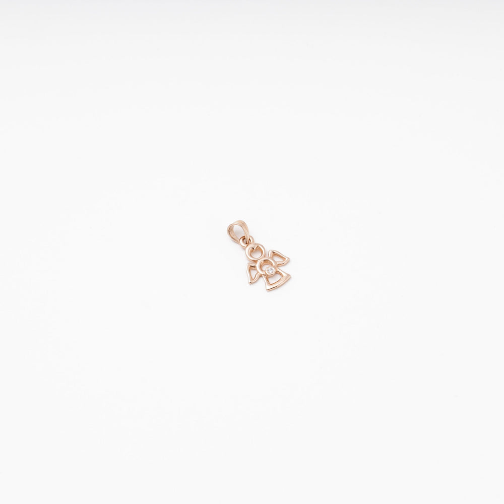 Rose Gold Angel Pendant with CZ, 14K (585) | Ukrainian Jewelry