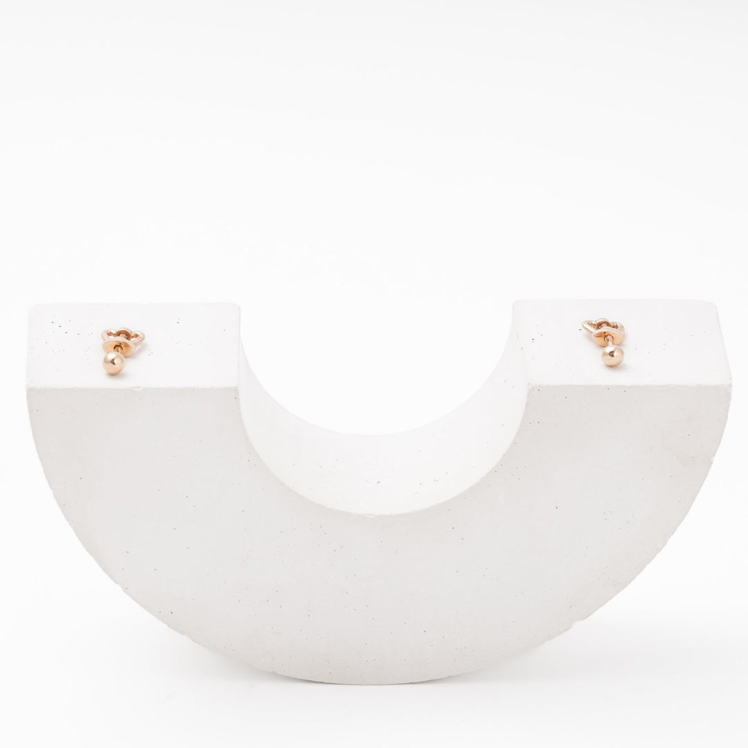 Rose Gold 585 Circle Stud Earrings with Screw Back | Ukrainian Jewelry