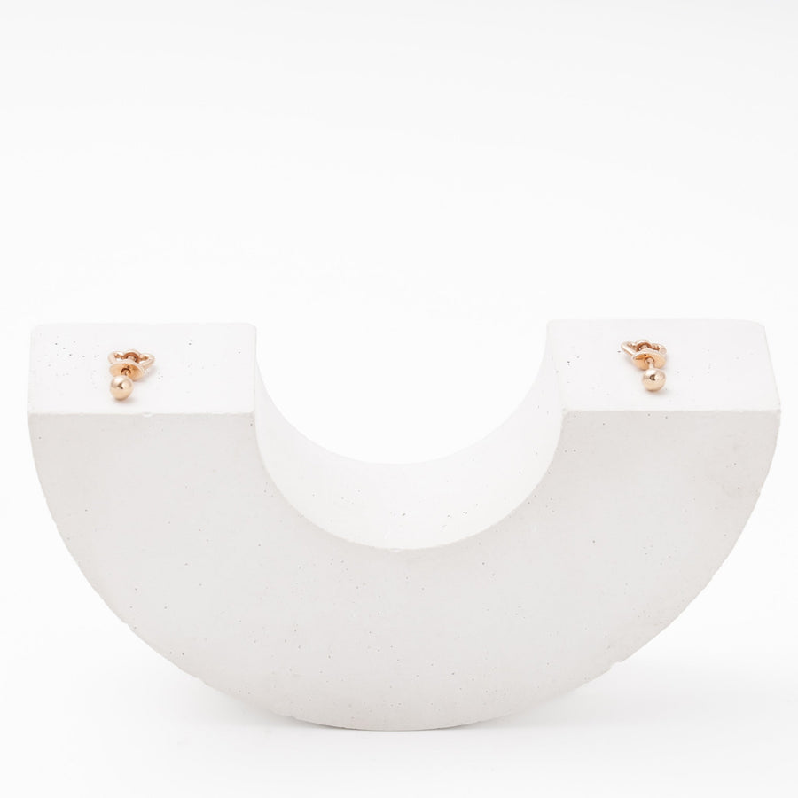 Rose Gold 585 Circle Stud Earrings with Screw Back | Ukrainian Jewelry