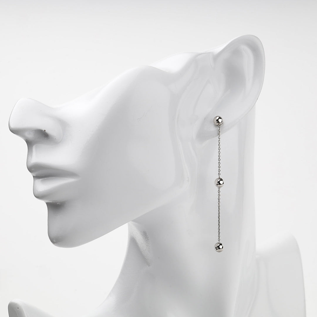 Rhodium-Plated Silver 925 Ball Chain Threader Earrings | Ukrainian Jewelry