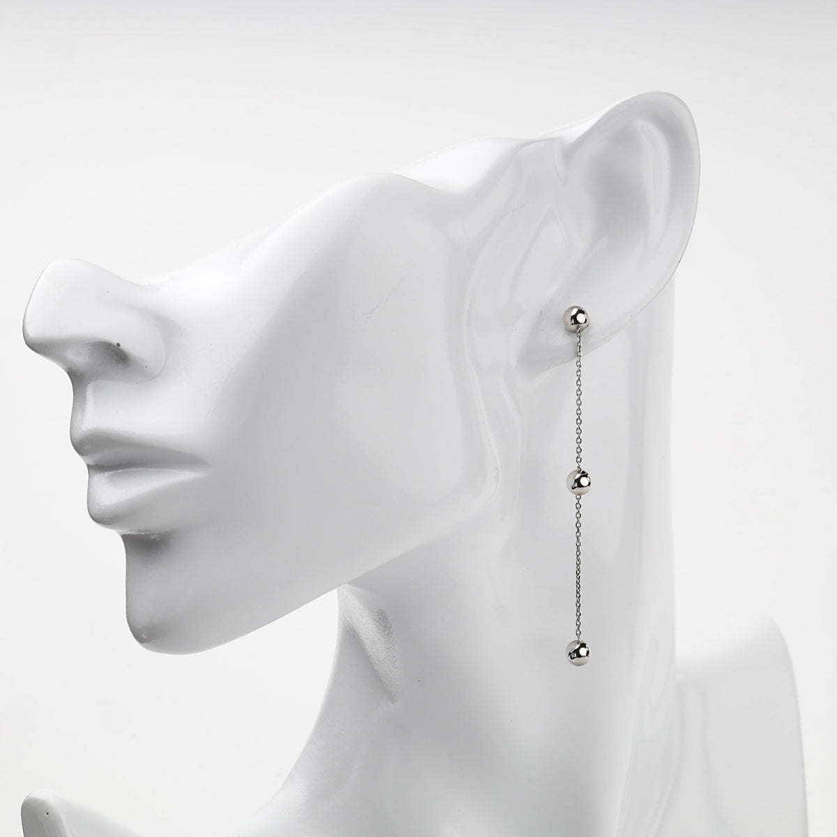 Rhodium-Plated Silver 925 Ball Chain Threader Earrings | Ukrainian Jewelry