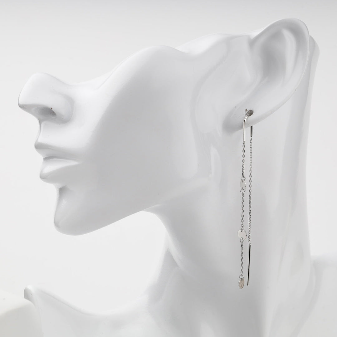 Silver 925 Disc Chain Threader Earrings | Ukrainian Jewelry