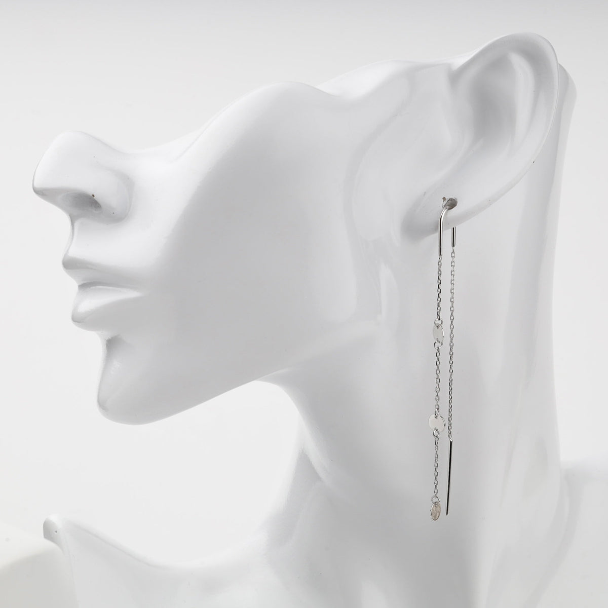 Silver 925 Disc Chain Threader Earrings | Ukrainian Jewelry