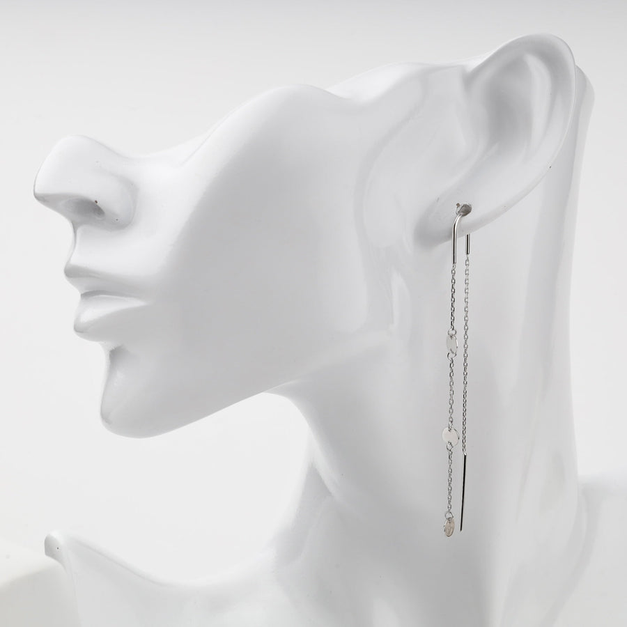 Silver 925 Disc Chain Threader Earrings | Ukrainian Jewelry