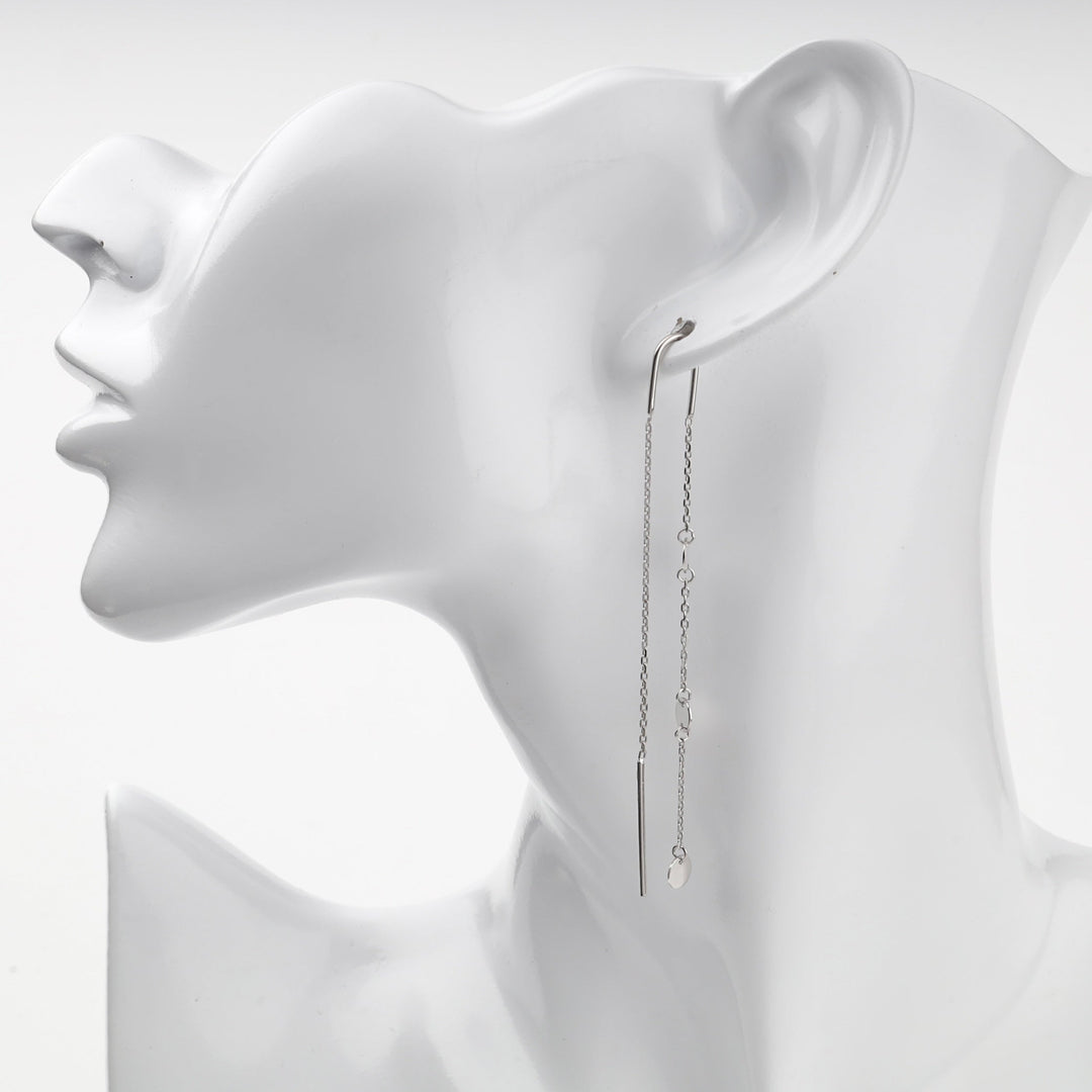 Silver 925 Disc Chain Threader Earrings | Ukrainian Jewelry