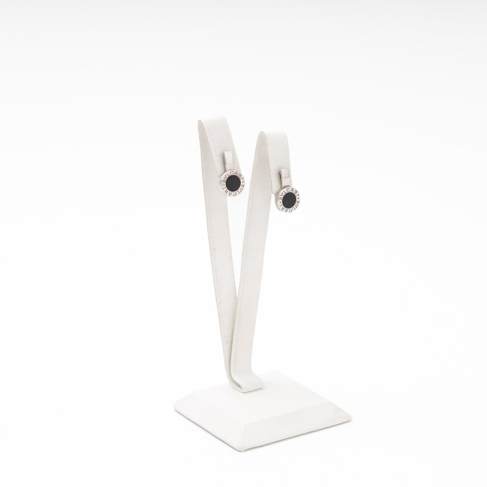 Silver 925 Earrings with Round Black Enamel Top | Ukrainian Jewelry