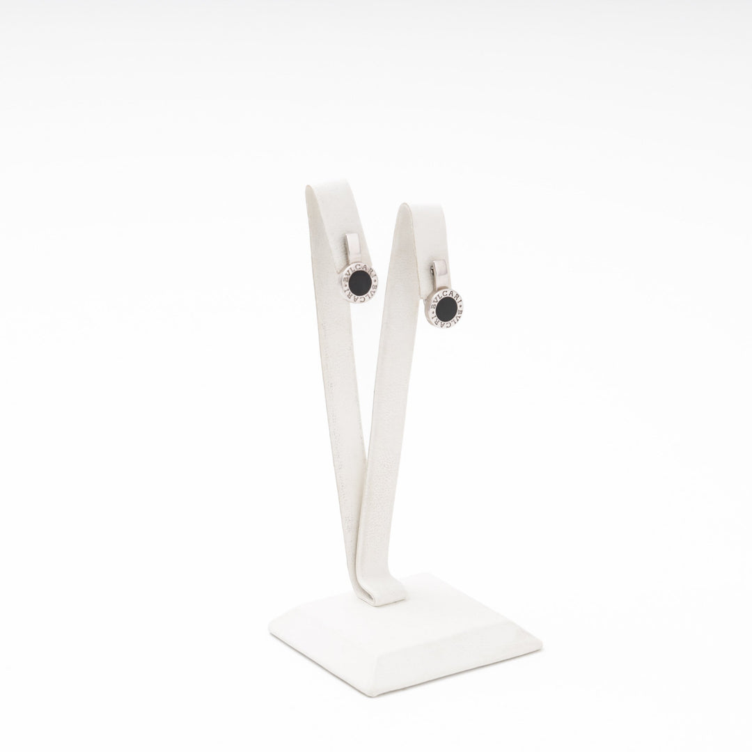 Silver 925 Earrings with Round Black Enamel Top | Ukrainian Jewelry