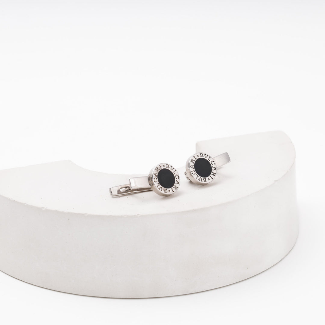 Silver 925 Earrings with Round Black Enamel Top | Ukrainian Jewelry