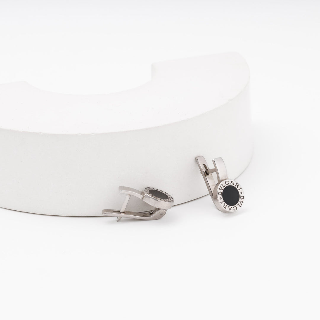 Silver 925 Earrings with Round Black Enamel Top | Ukrainian Jewelry