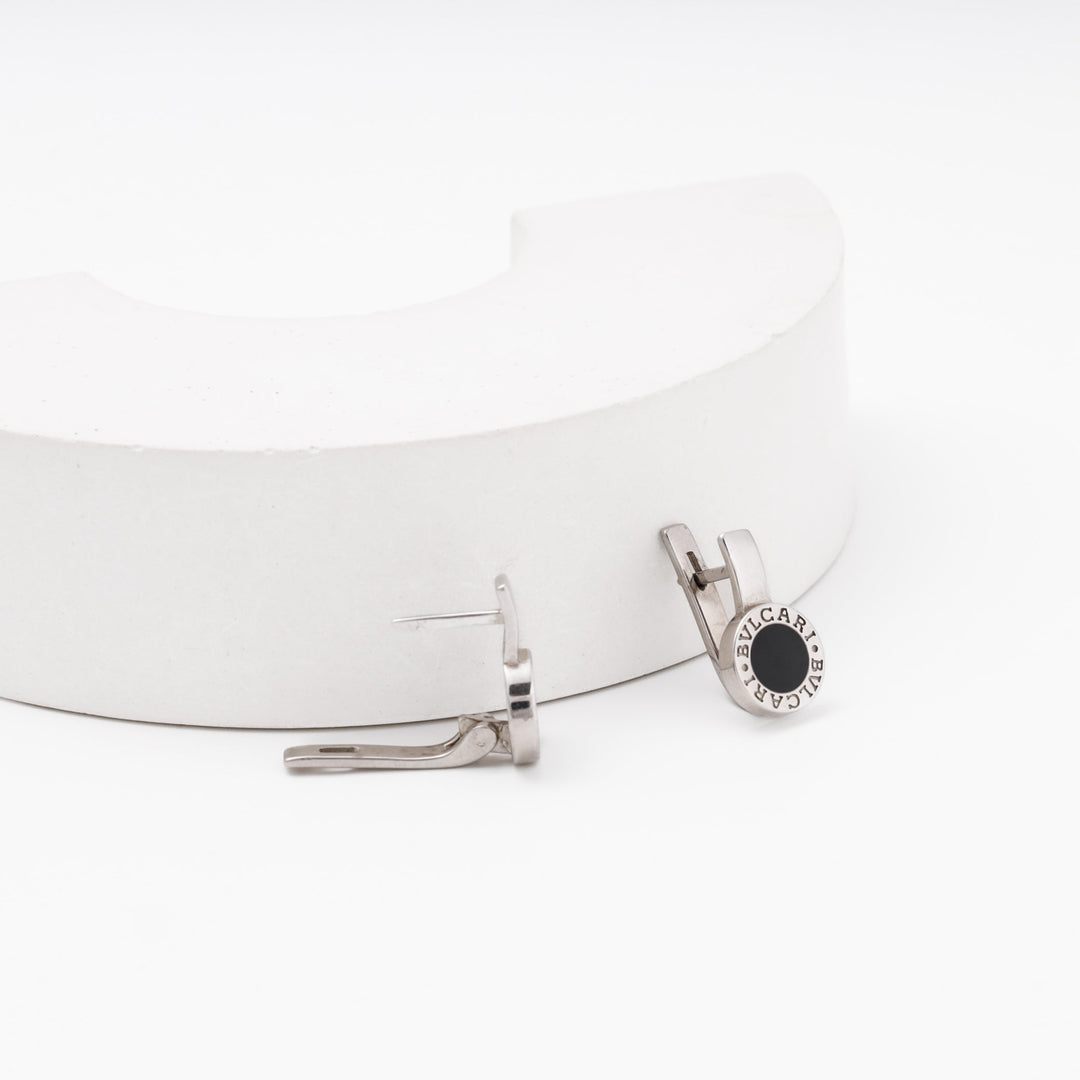Silver 925 Earrings with Round Black Enamel Top | Ukrainian Jewelry