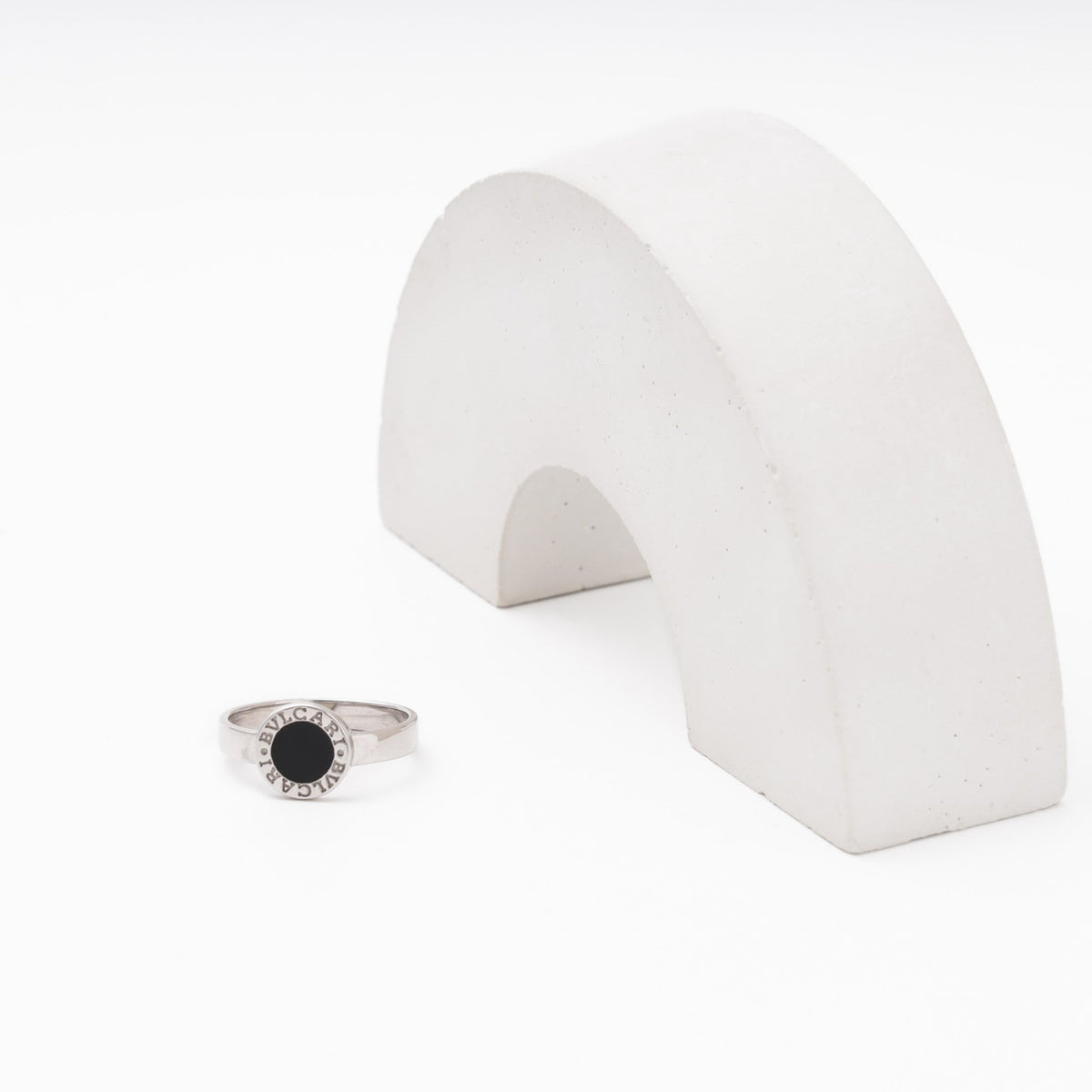 Silver 925 Ring with Round Black Enamel Top | Ukrainian Jewelry