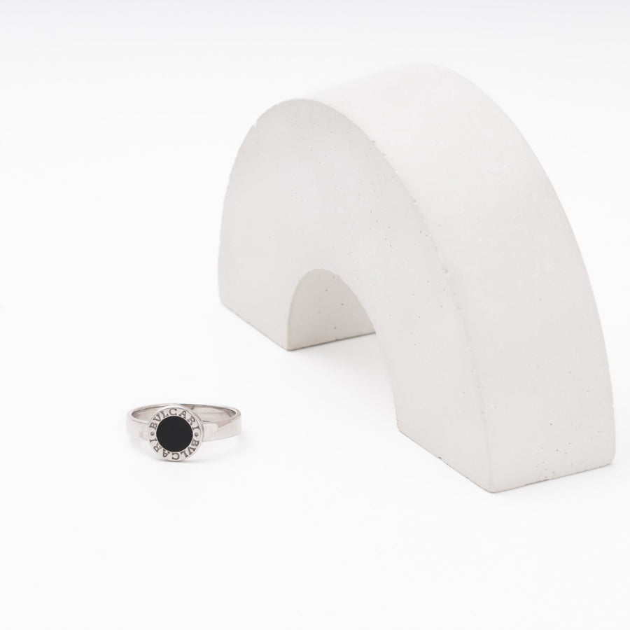 Silver 925 Ring with Round Black Enamel Top | Ukrainian Jewelry