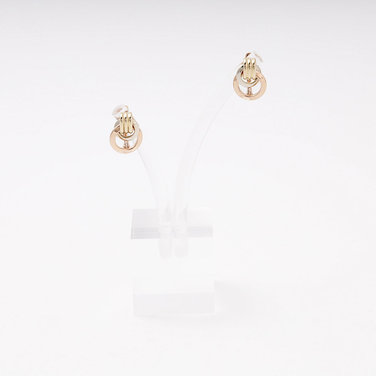 Gold 585 Three-Tone Interlocking Knot Earrings | Ukrainian Jewelry