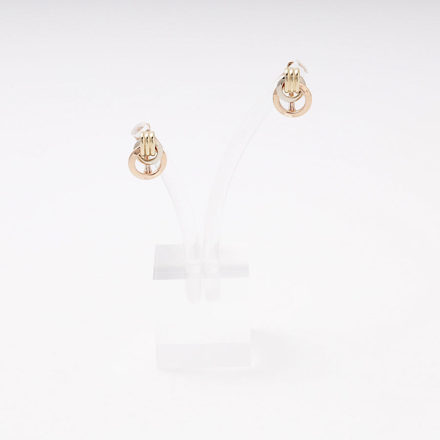 Gold 585 Three-Tone Interlocking Knot Earrings | Ukrainian Jewelry