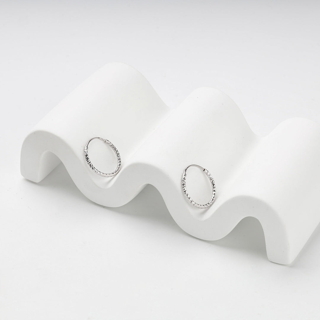 Silver 925 Diamond-Cut Hoop Earrings | Ukrainian Jewelry