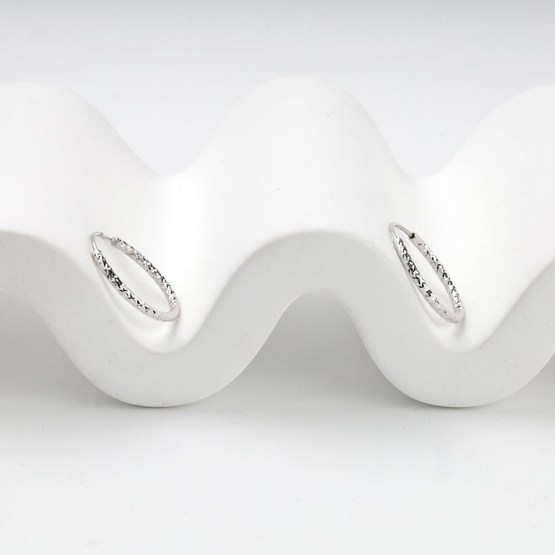 Silver 925 Diamond-Cut Hoop Earrings | Ukrainian Jewelry