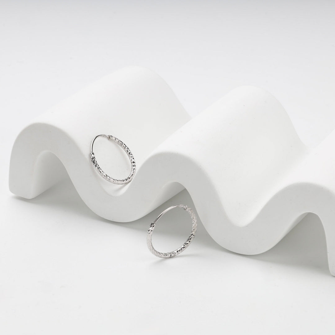 Silver 925 Diamond-Cut Hoop Earrings | Ukrainian Jewelry