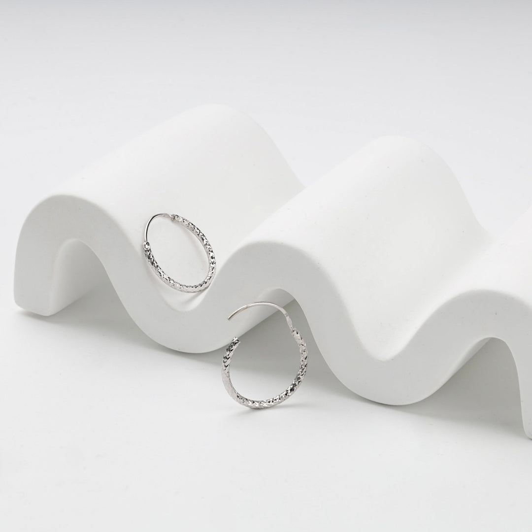 Silver 925 Diamond-Cut Hoop Earrings | Ukrainian Jewelry