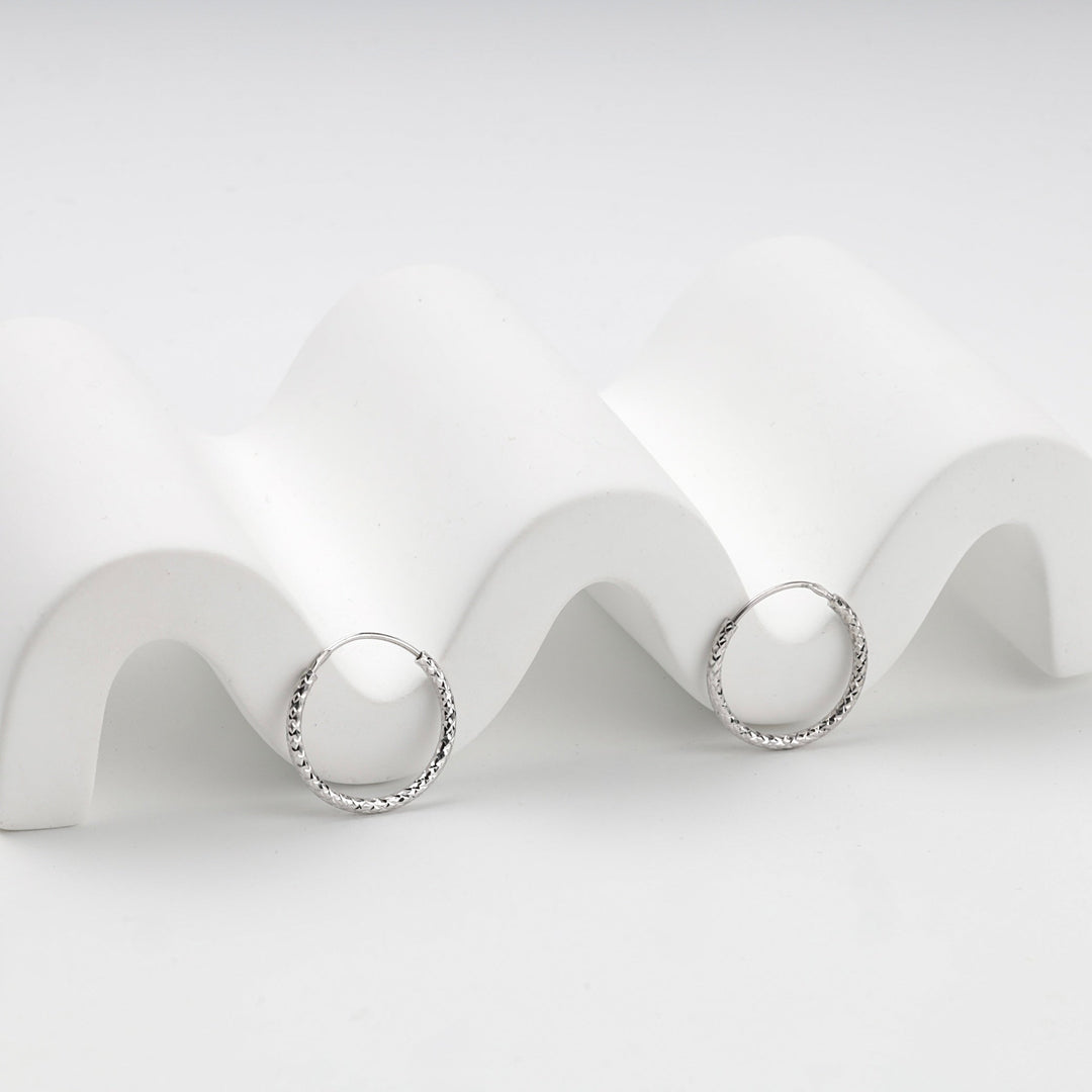 Silver 925 Diamond-Cut Hoop Earrings | Ukrainian Jewelry