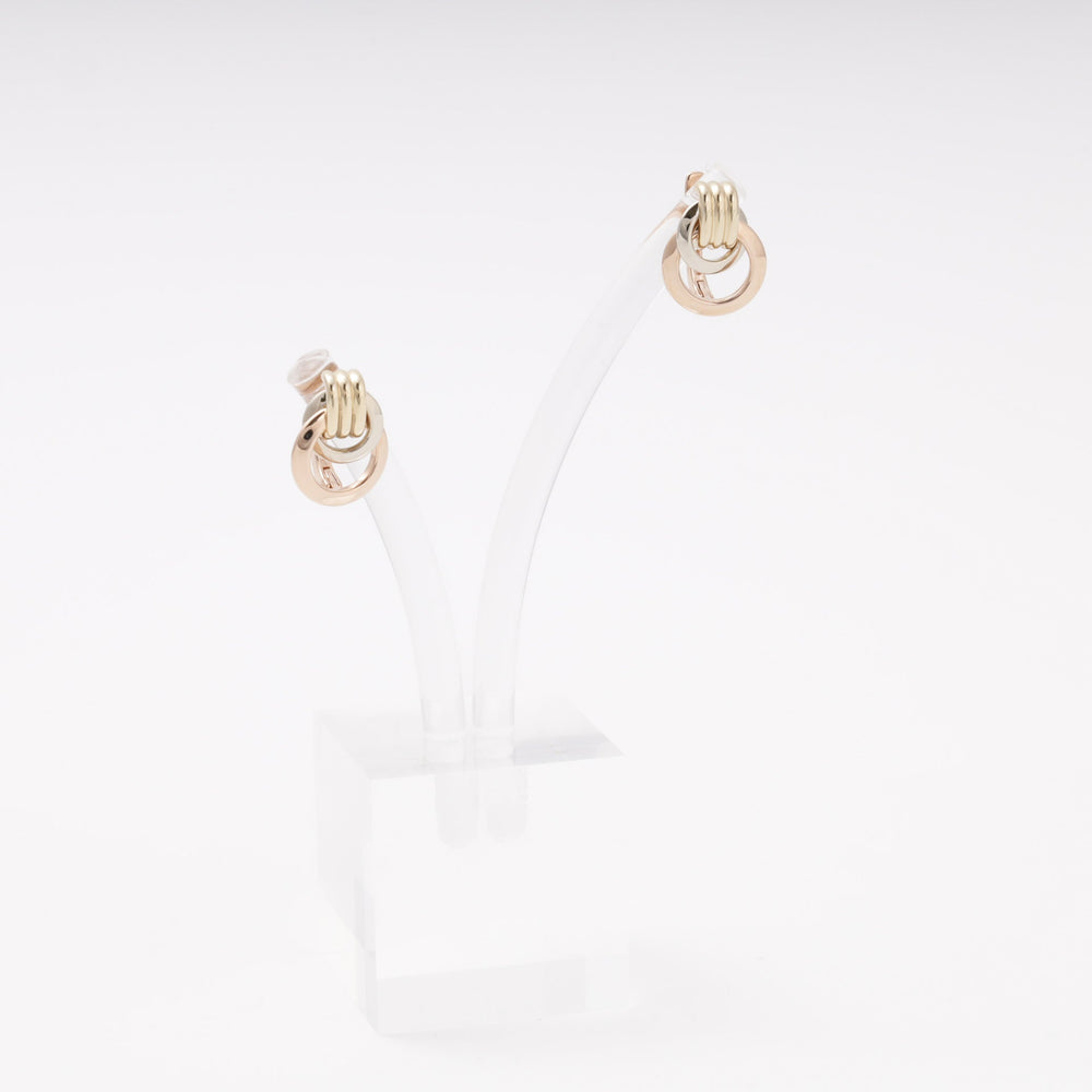 Gold 585 Three-Tone Interlocking Knot Earrings | Ukrainian Jewelry