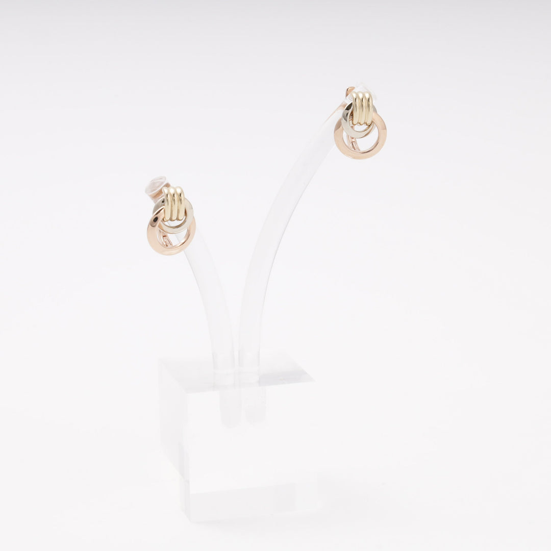 Gold 585 Three-Tone Interlocking Knot Earrings | Ukrainian Jewelry