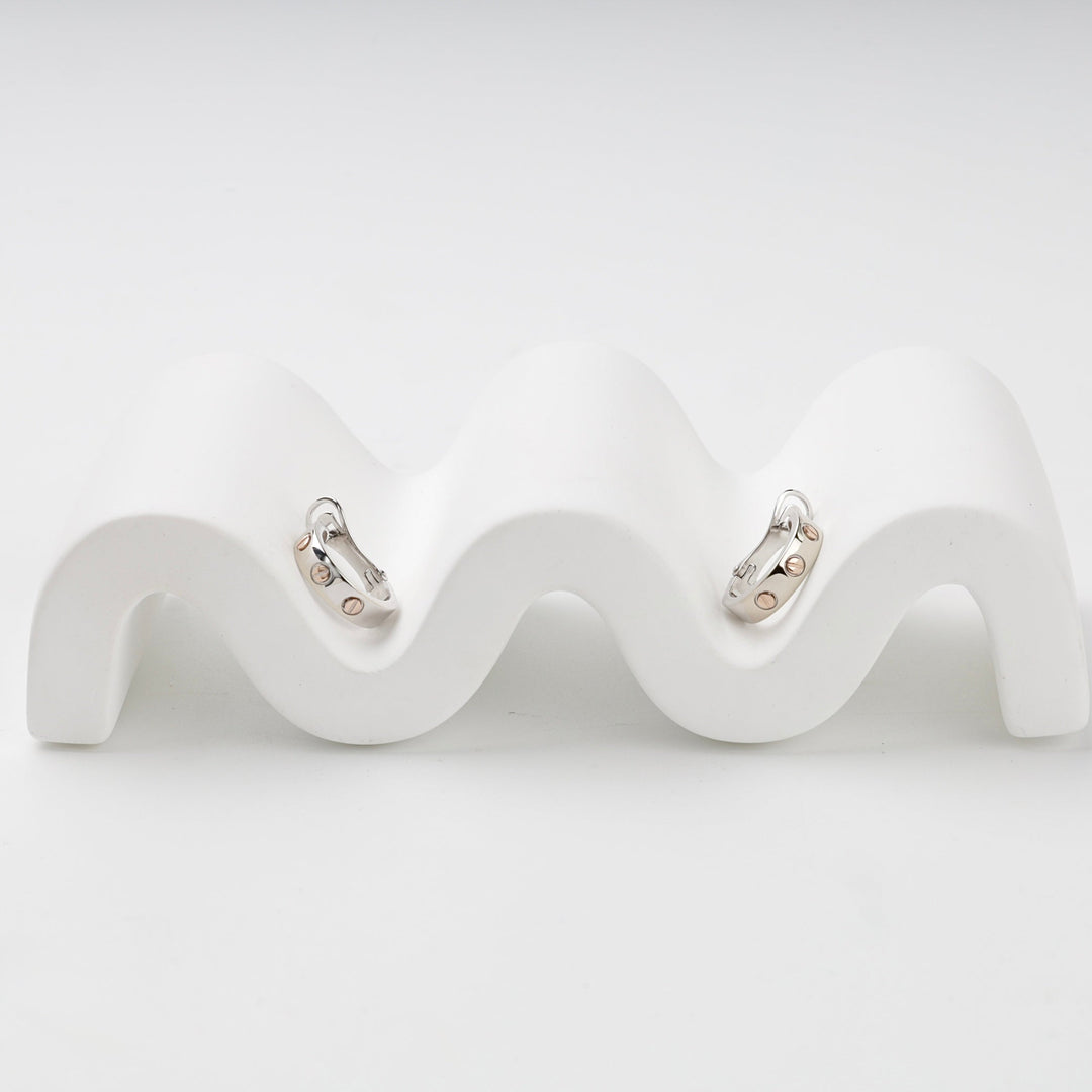 Two-Tone Gold 14K (585) Screw Motif Hoop Earrings | Ukrainian Jewelry
