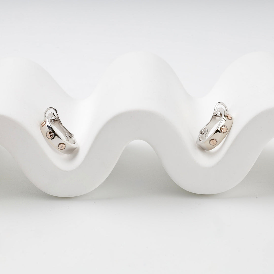 Two-Tone Gold 14K (585) Screw Motif Hoop Earrings | Ukrainian Jewelry