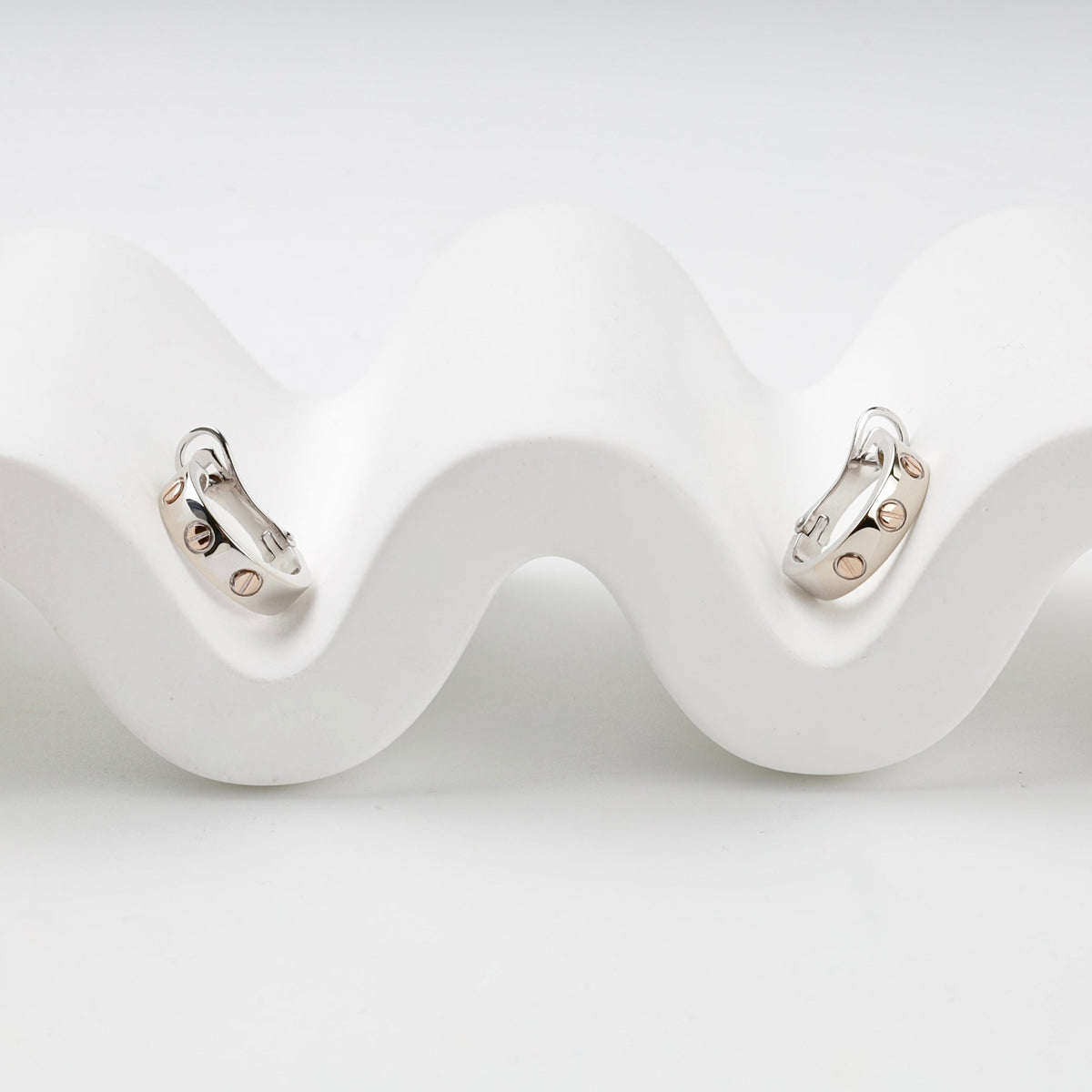 Two-Tone Gold 14K (585) Screw Motif Hoop Earrings | Ukrainian Jewelry