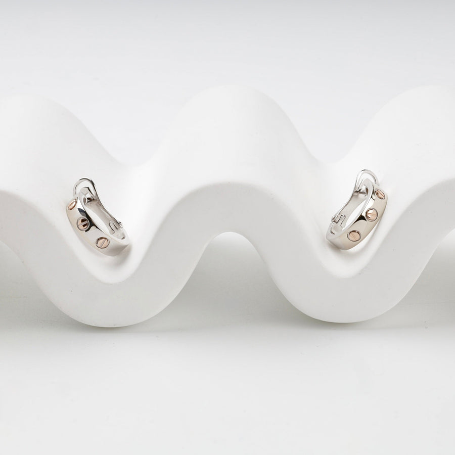 Two-Tone Gold 14K (585) Screw Motif Hoop Earrings | Ukrainian Jewelry