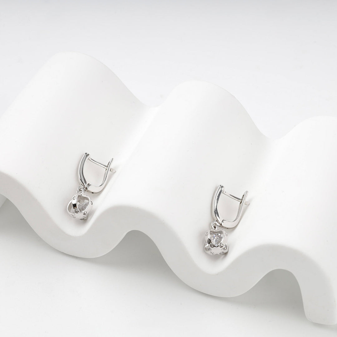 Silver 925 Cubic Zirconia Orb Drop Earrings | Ukrainian Jewelry