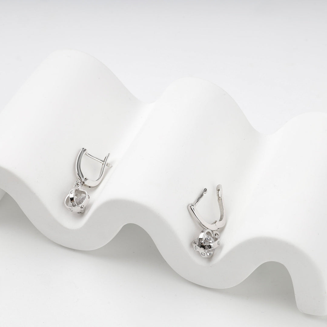 Silver 925 Cubic Zirconia Orb Drop Earrings | Ukrainian Jewelry