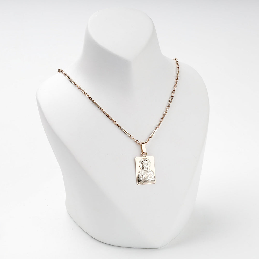 Two-Tone Gold 14K (585) Saint Nicholas Icon Pendant | Ukrainian Jewelry