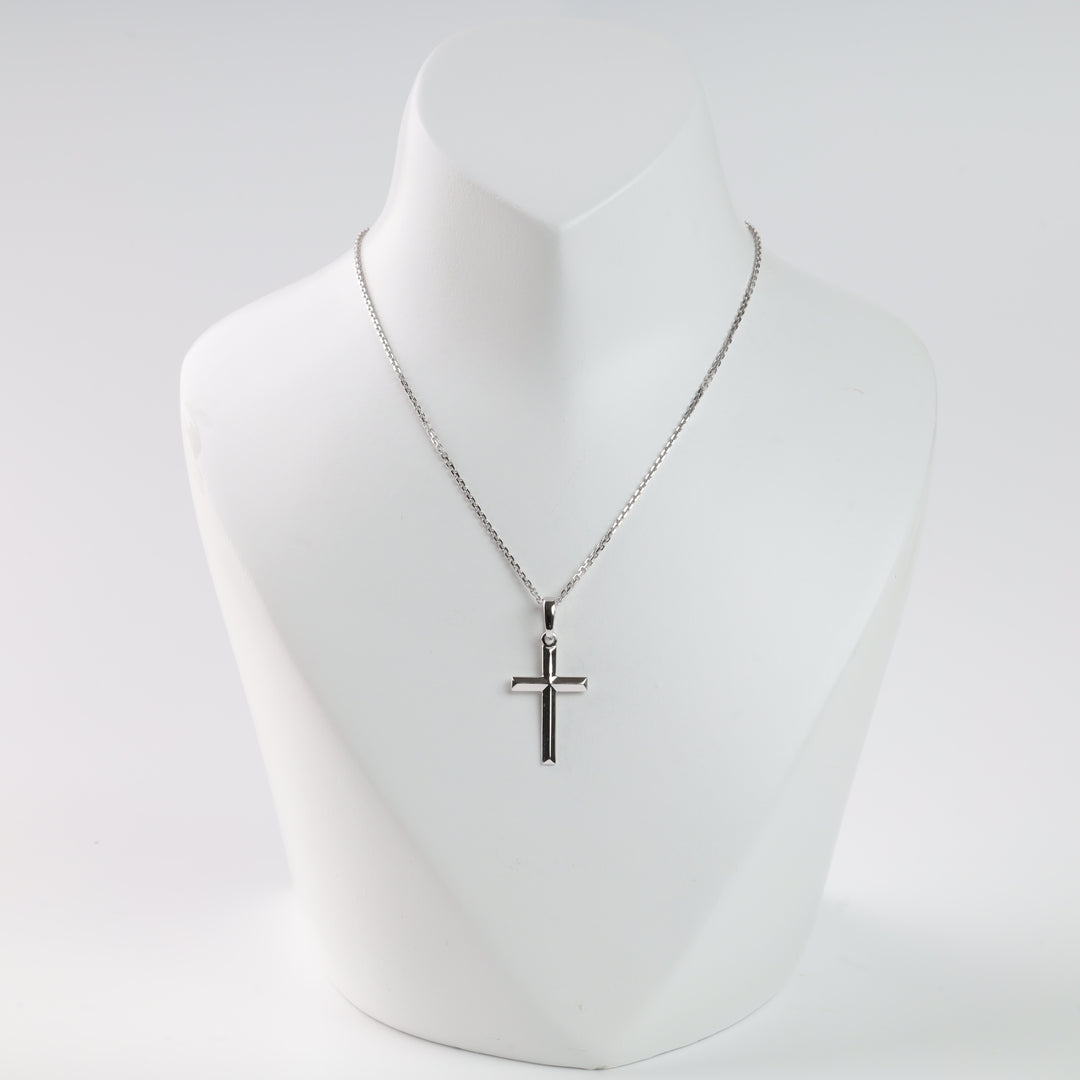 Faceted Cross | White Gold 585 (14K) - Ukrainian Jewelry