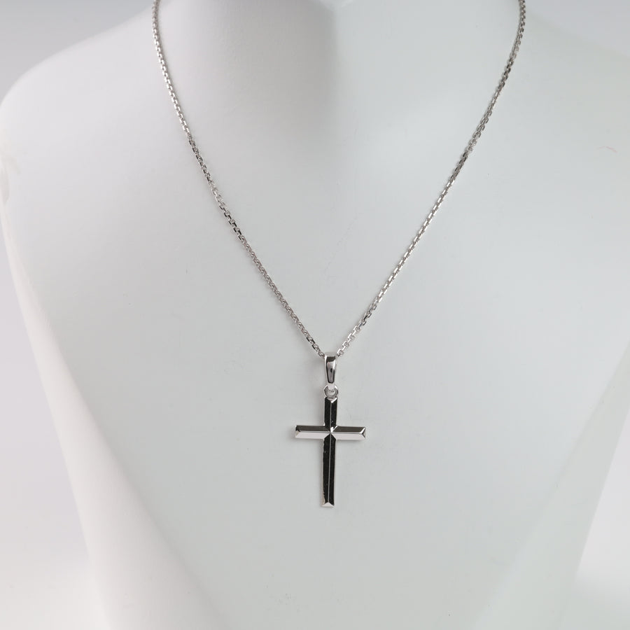 Faceted Cross | White Gold 585 (14K) - Ukrainian Jewelry