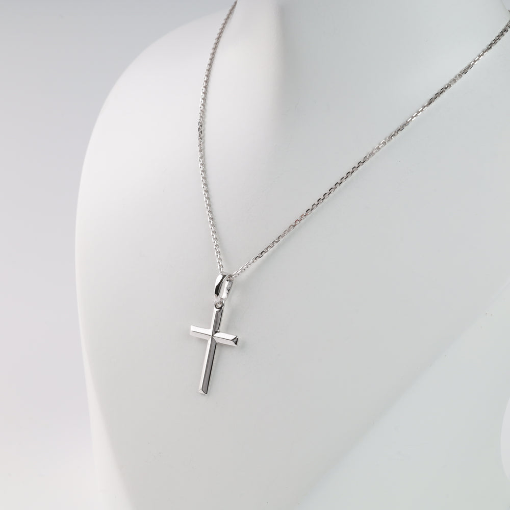 Faceted Cross | White Gold 585 (14K) - Ukrainian Jewelry