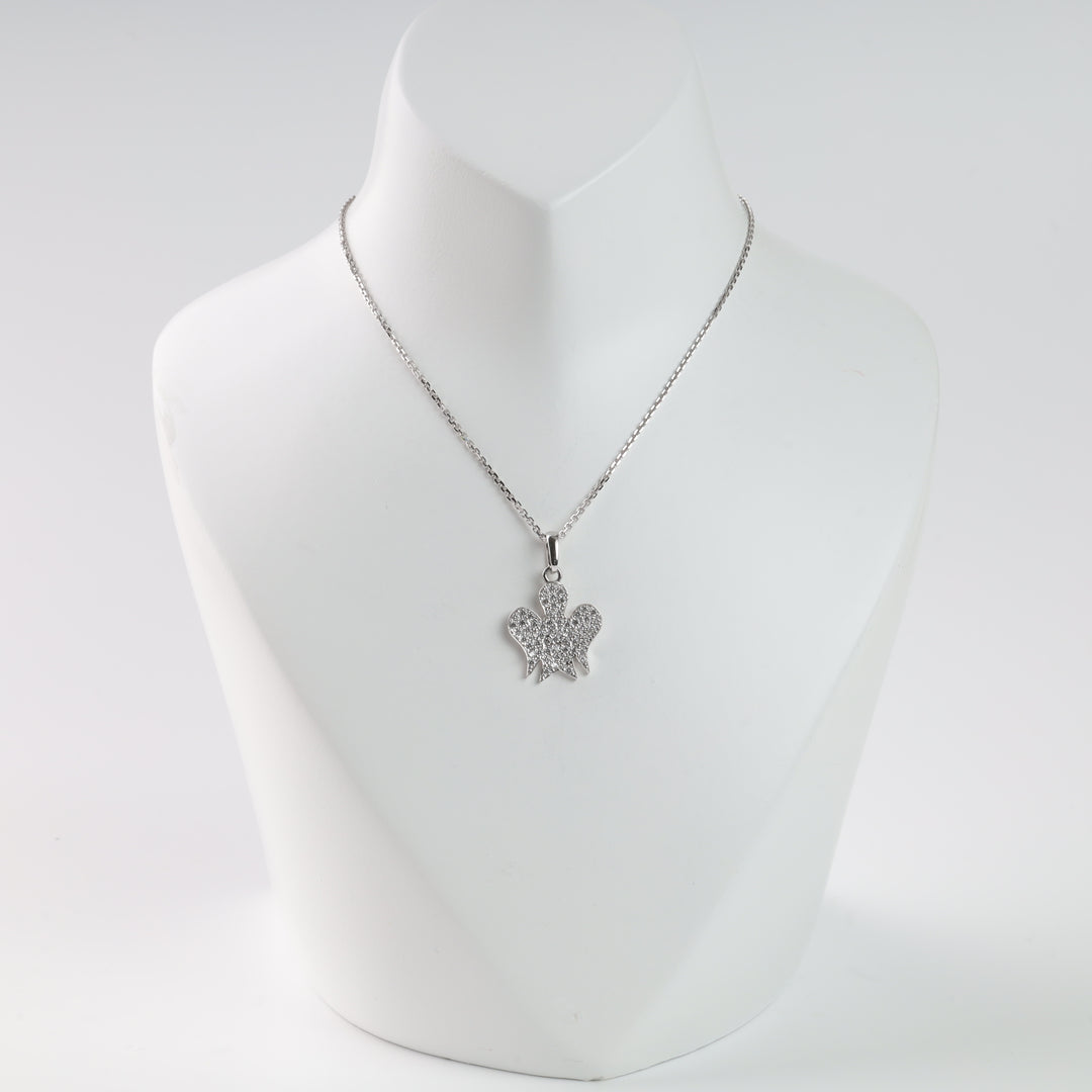 Pendant with cubic zirconia "Angel" | White Gold 585 (14K)