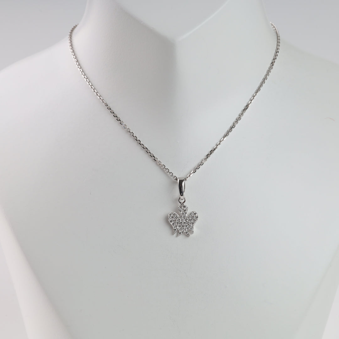 Pendant with cubic zirconia "Angel" | White Gold 585 (14K)
