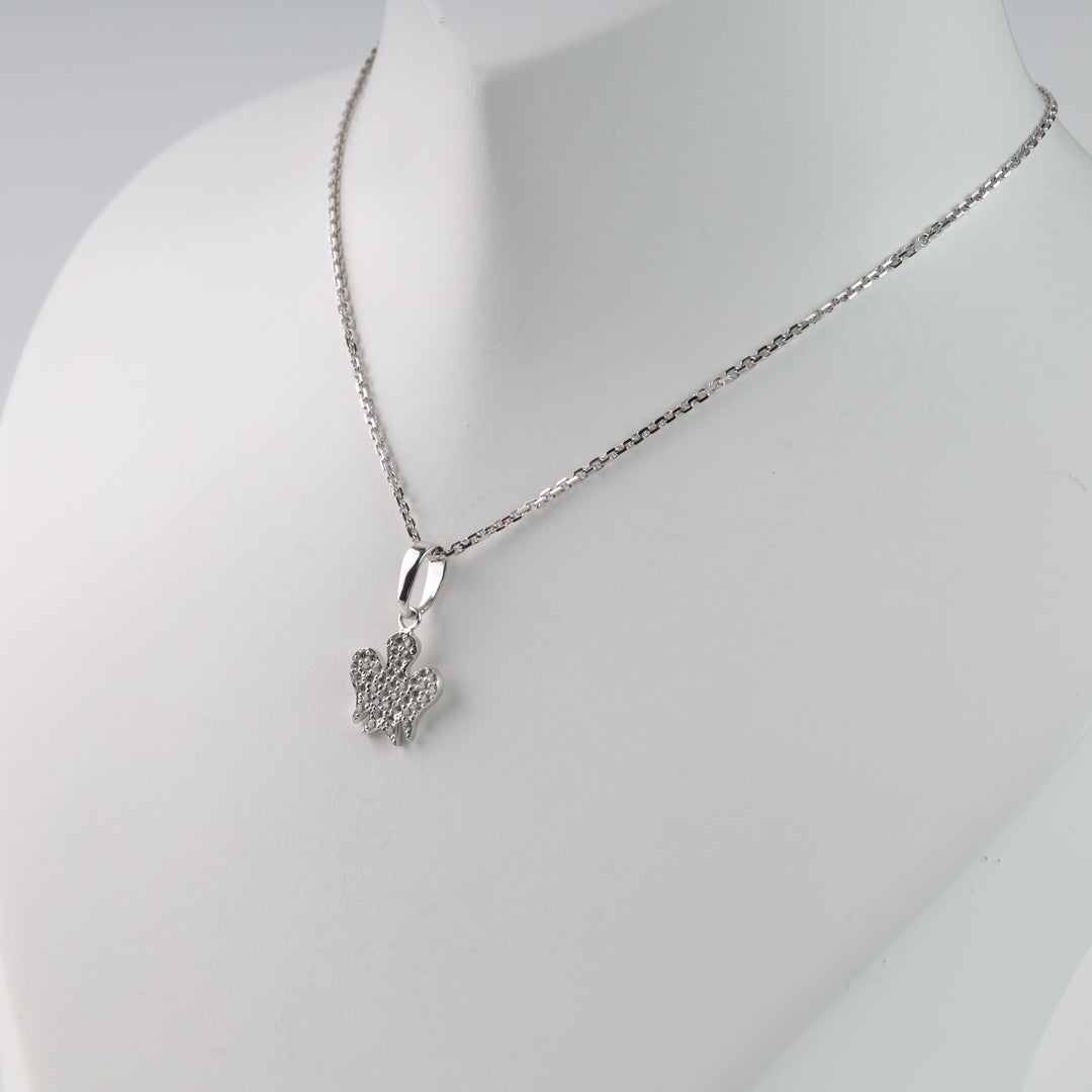 White gold pendant Angel with cubic zirconia 