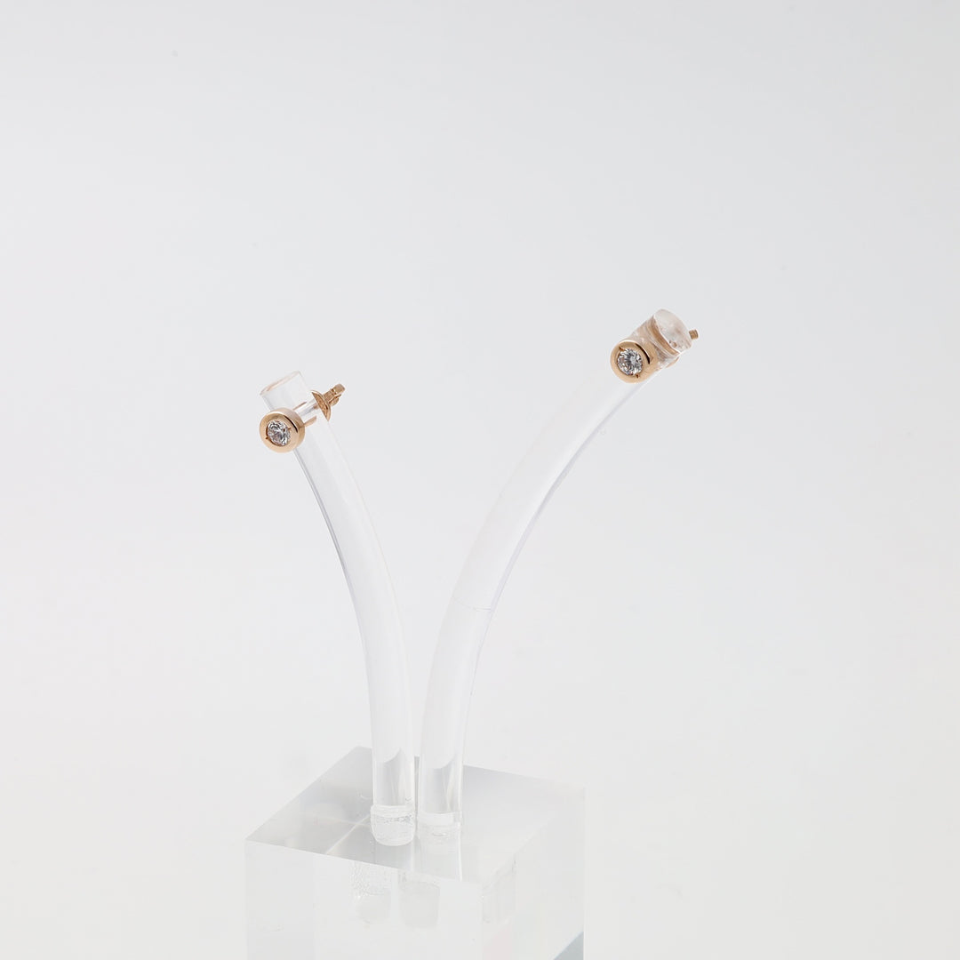 Сережки-вкрутки з кристалами кубічного цирконію з рожевого золота 585 проби (14К)  | Українські ювелірні вироби