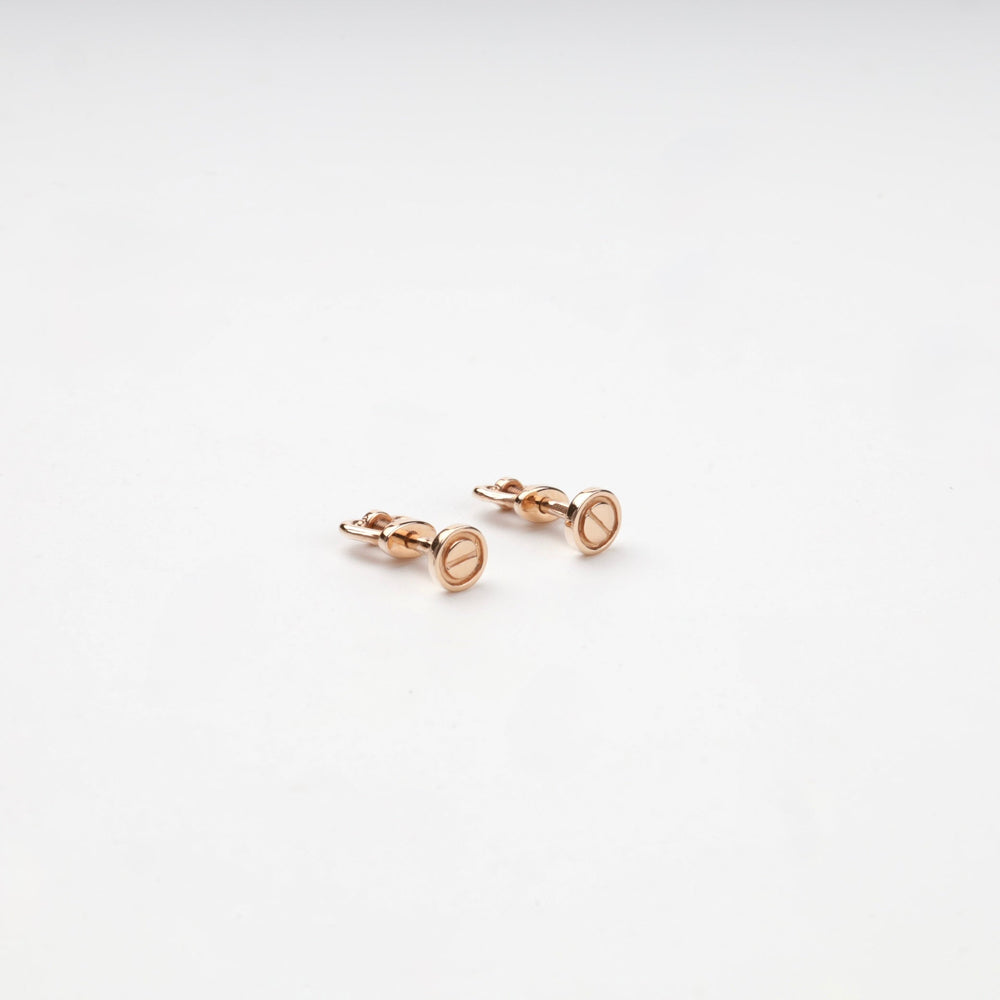 Rose Gold 14K (585) Round Screw Motif Stud Earrings | Ukrainian Jewelry