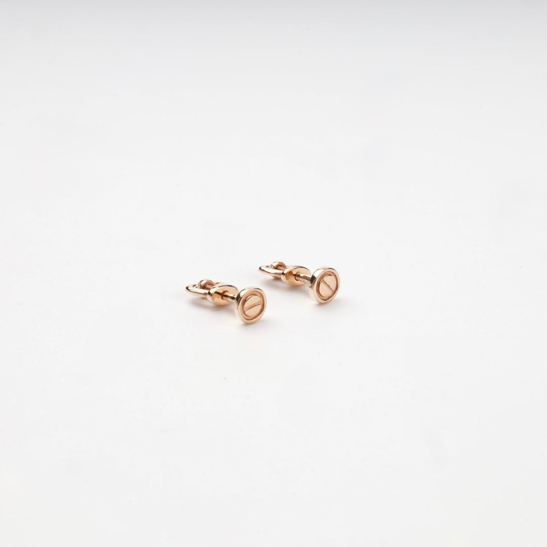 Rose Gold 14K (585) Round Screw Motif Stud Earrings | Ukrainian Jewelry