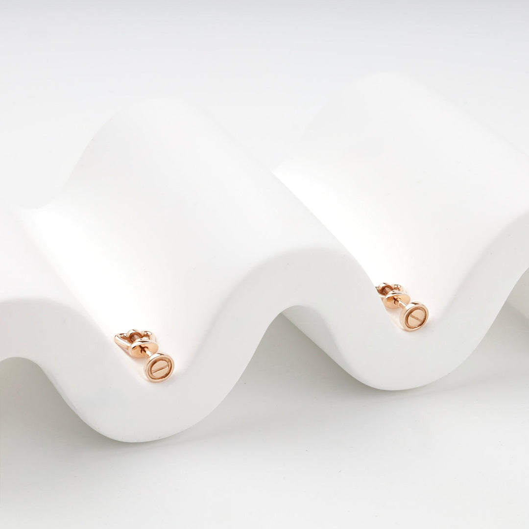 Rose Gold 14K (585) Round Screw Motif Stud Earrings | Ukrainian Jewelry