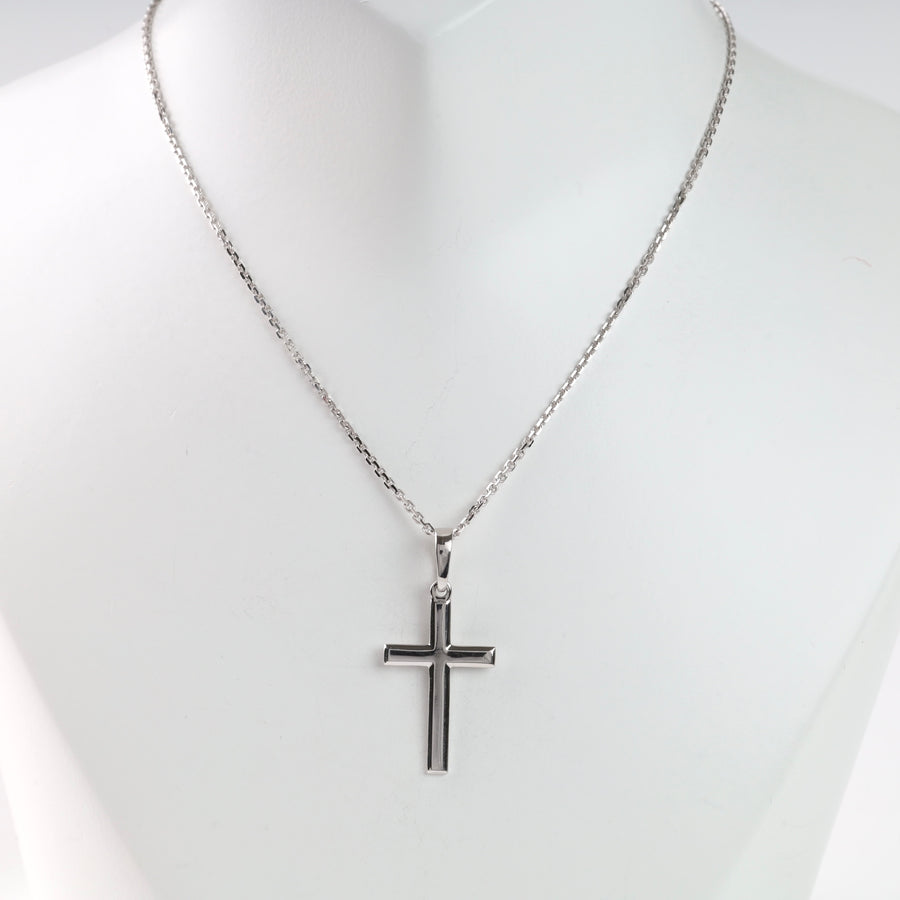 Plain Cross "Purity" | White gold 585 (14K) - Ukrainian Jewelry