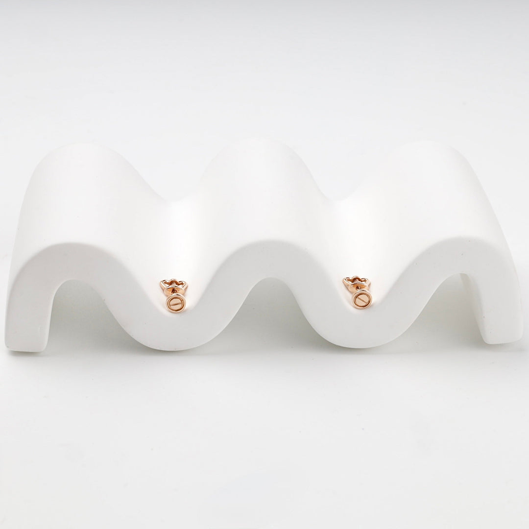 Rose Gold 14K (585) Round Screw Motif Stud Earrings | Ukrainian Jewelry