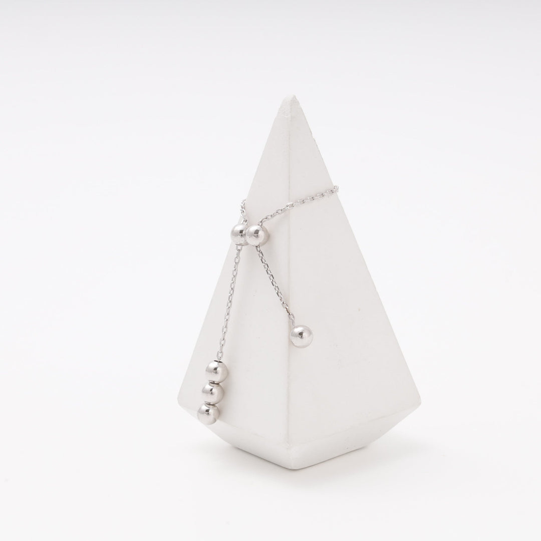 Silver 925 Adjustable Chain Ring with Beaded Tassel | Ukrainian Jewelry