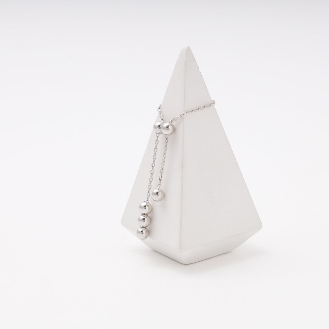 Silver 925 Adjustable Chain Ring with Beaded Tassel | Ukrainian Jewelry