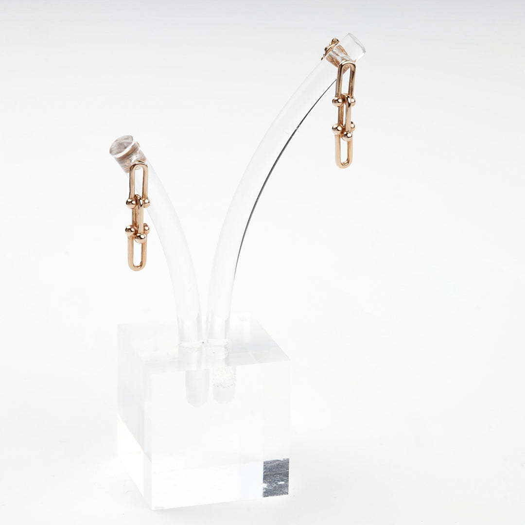 Rose Gold 14K (585) Double-Link Drop Earrings | Ukrainian Jewelry