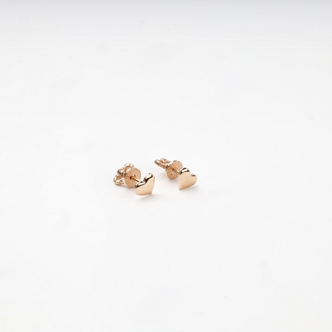 Rose Gold 14K (585) Heart Stud Earrings | Ukrainian Jewelry